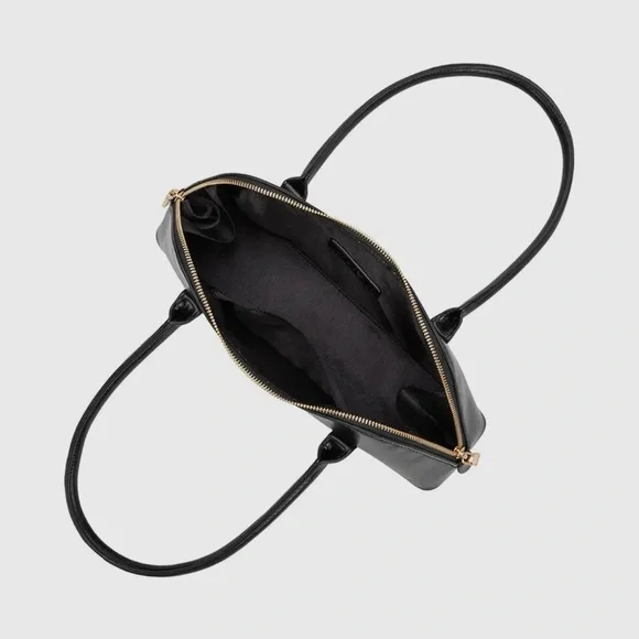 Melie Bianco Black Gold Hardware Shoulder Bag NWT Vegan Faux Leather - Picture 3 of 5